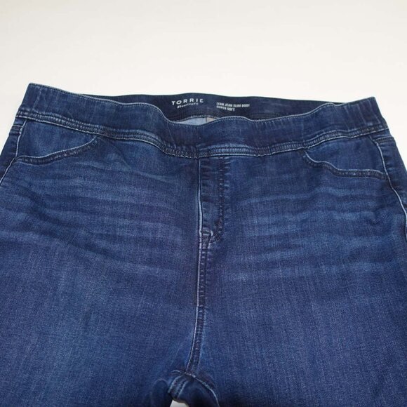Torrid Women's Pull On Lean Slim Boot Cut Jeans Size 3X Short Blue Stretch Denim - Picture 2 of 7